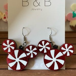 Mickey Christmas Candy Swirl Earrings